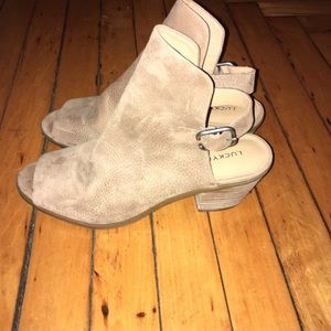 Lucky brand open toe bray bootie